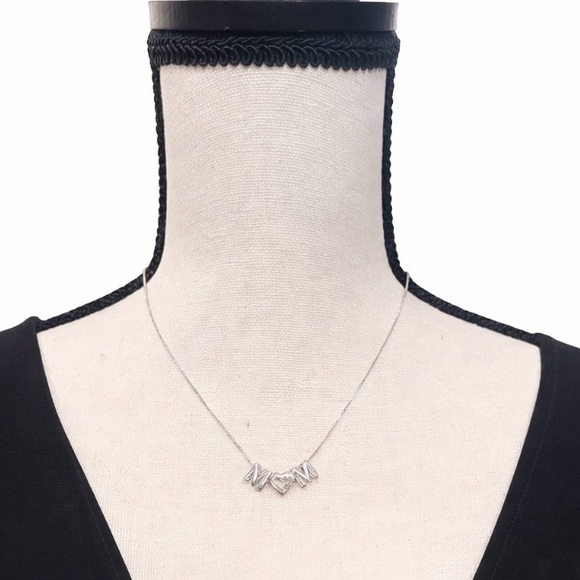 Fred Meyer Jewelers Jewelry - Sterling Silver 'MOM' Necklace 18” with CZ stones with original box